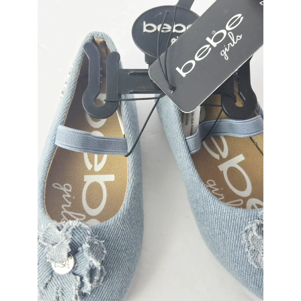 NEW Bebe‎ Girls Toddler Shoes Denim sz 7 Flats floral